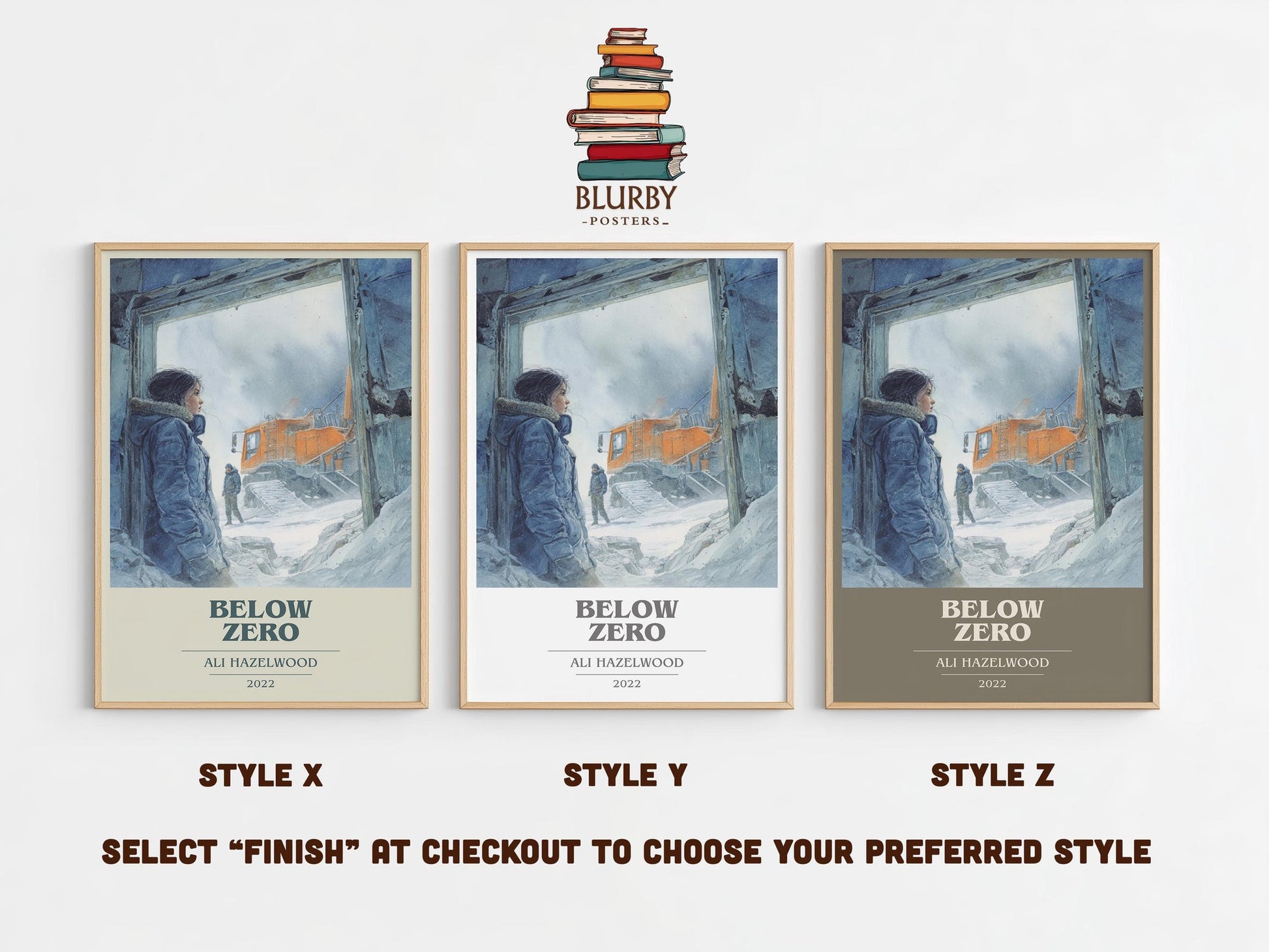 Below Zero book cover poster colour and style options – Ali Hazelwood book art