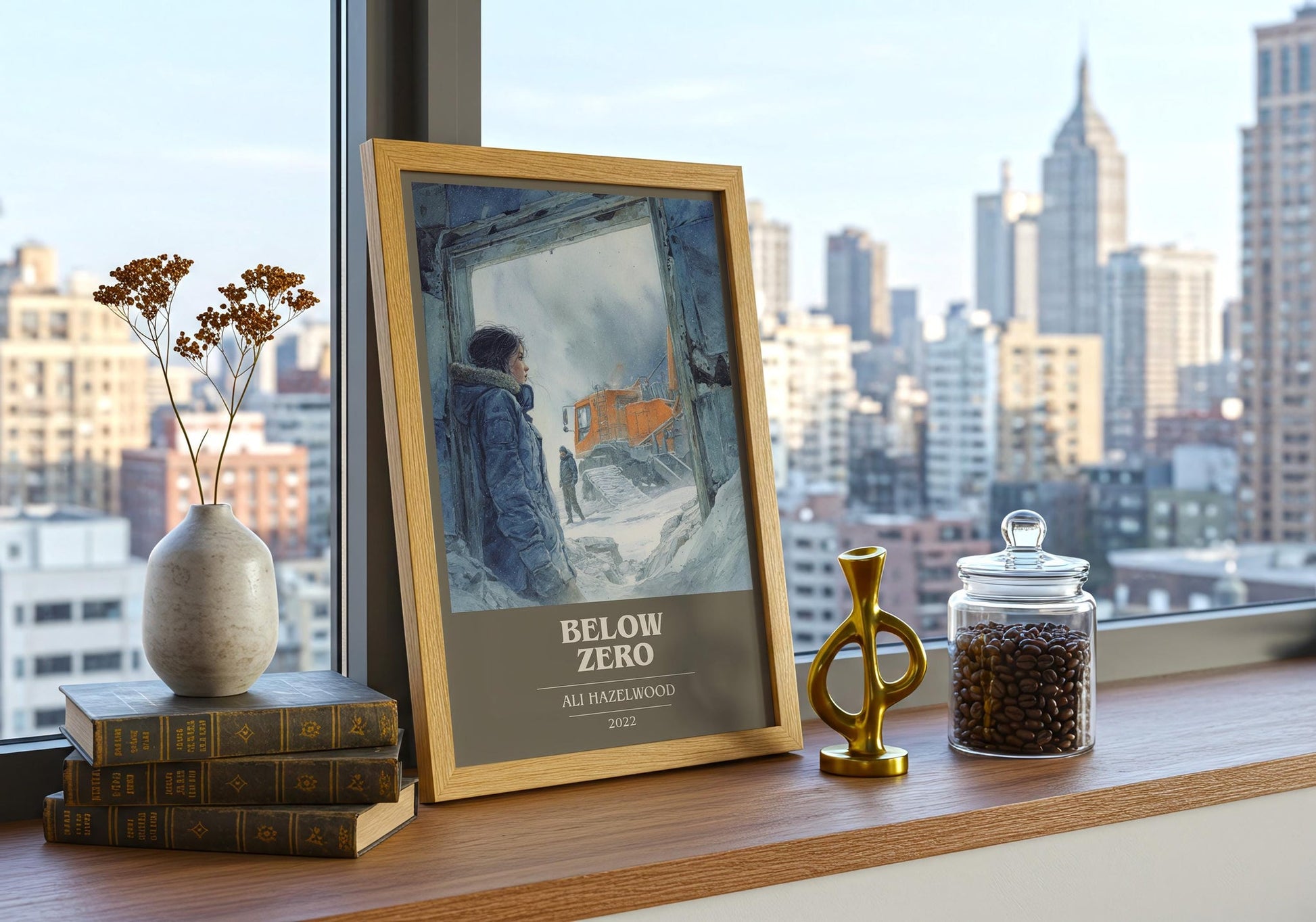 Below Zero book cover book poster framed on wall – romance wall art