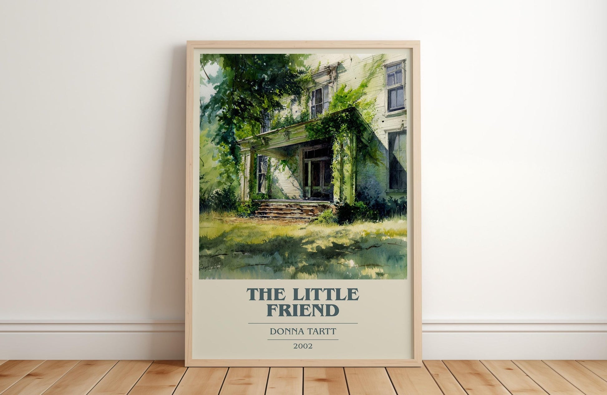 The Little Friend book cover print in frame leaning in hallway – classic literature wall art