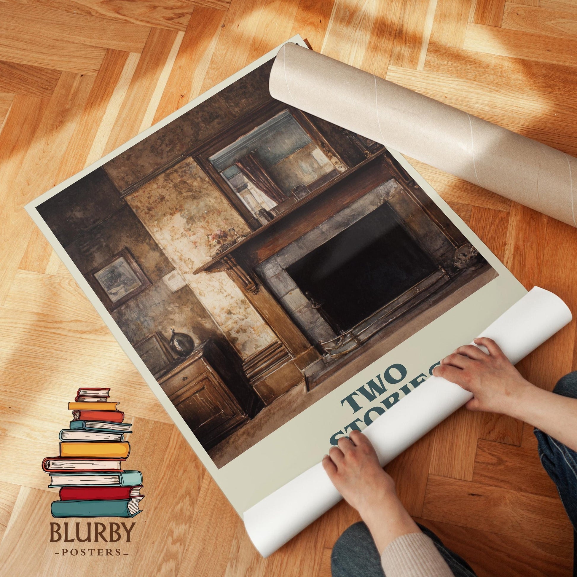 Two Stories book poster packaging – museum-quality print rolled in protective tube