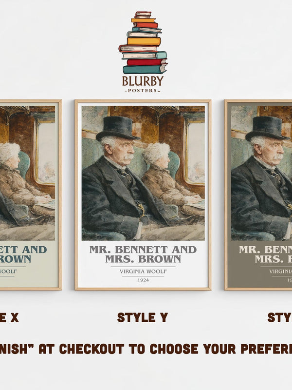 Mr. Bennett and Mrs. Brown book cover print in frame leaning in hallway – classic literature wall art