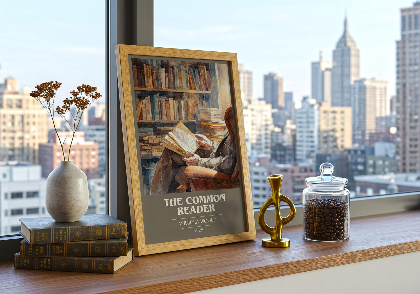 The Common Reader book cover print framed by window – literary home decor
