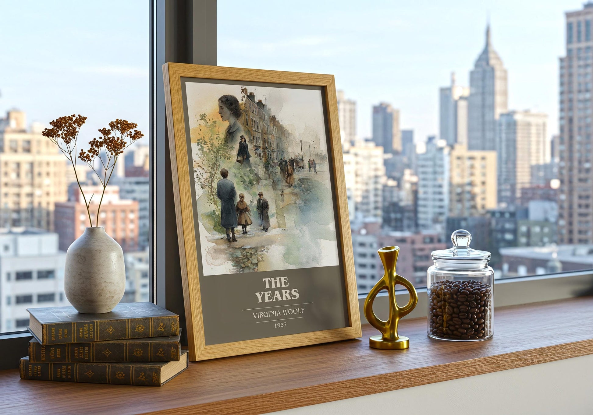 The Years book cover print on bookshelf – Virginia Woolf fan gift