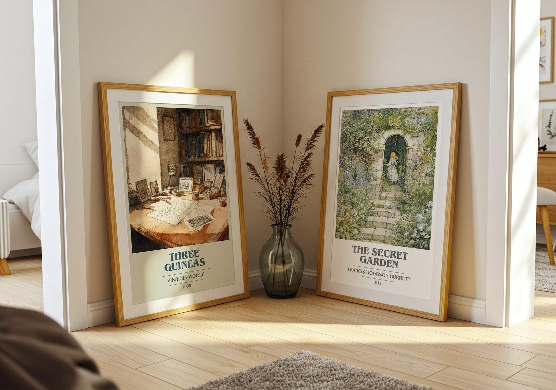 Three Guineas book cover poster paired in gallery wall – literary art prints