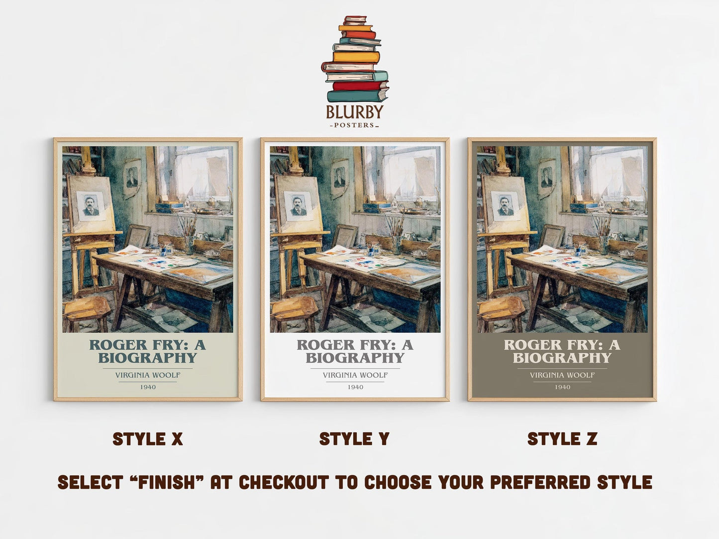 Roger Fry: A Biography book cover print in frame leaning in hallway – non fiction wall art