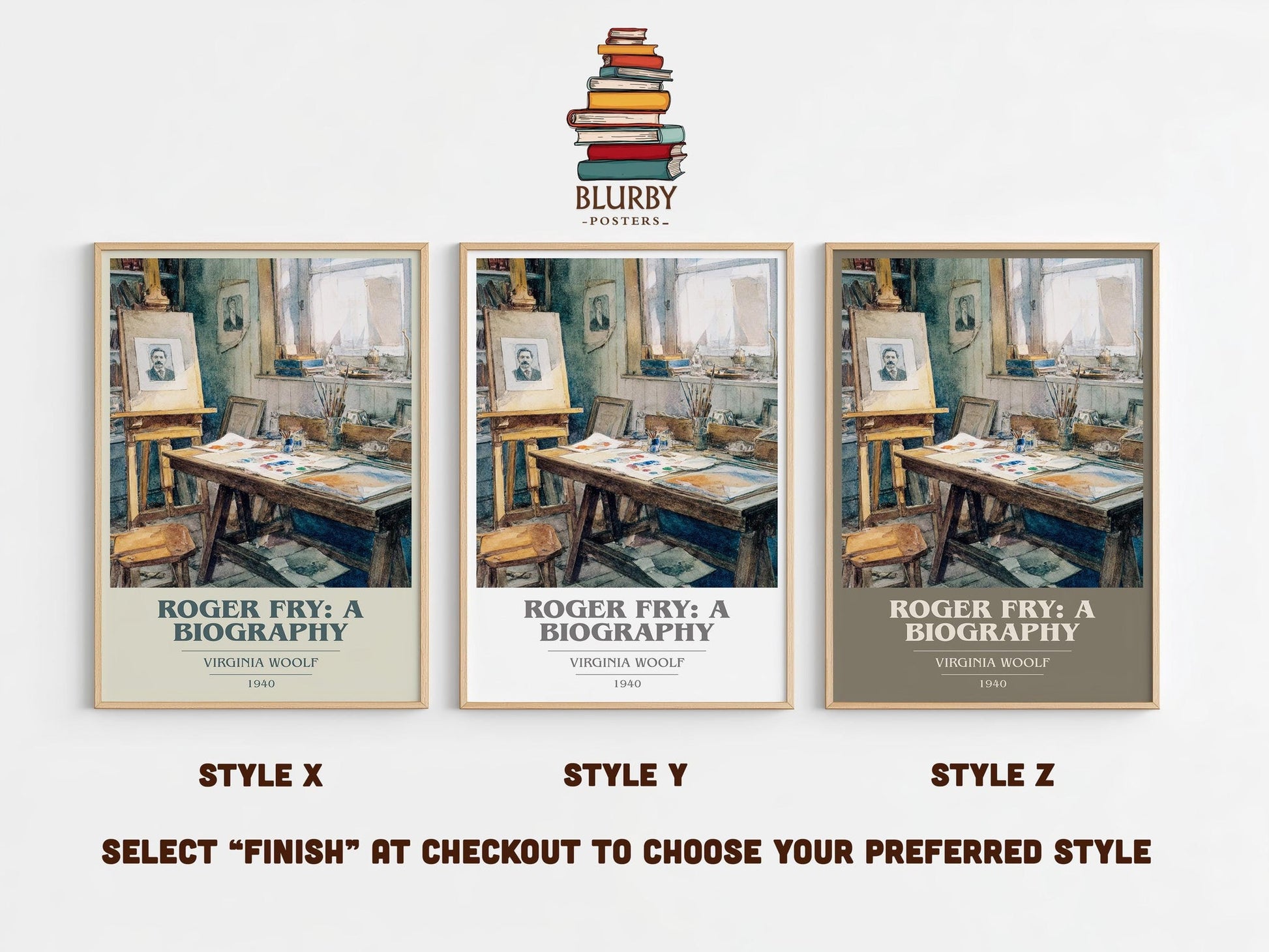 Roger Fry: A Biography book cover print in frame leaning in hallway – non fiction wall art