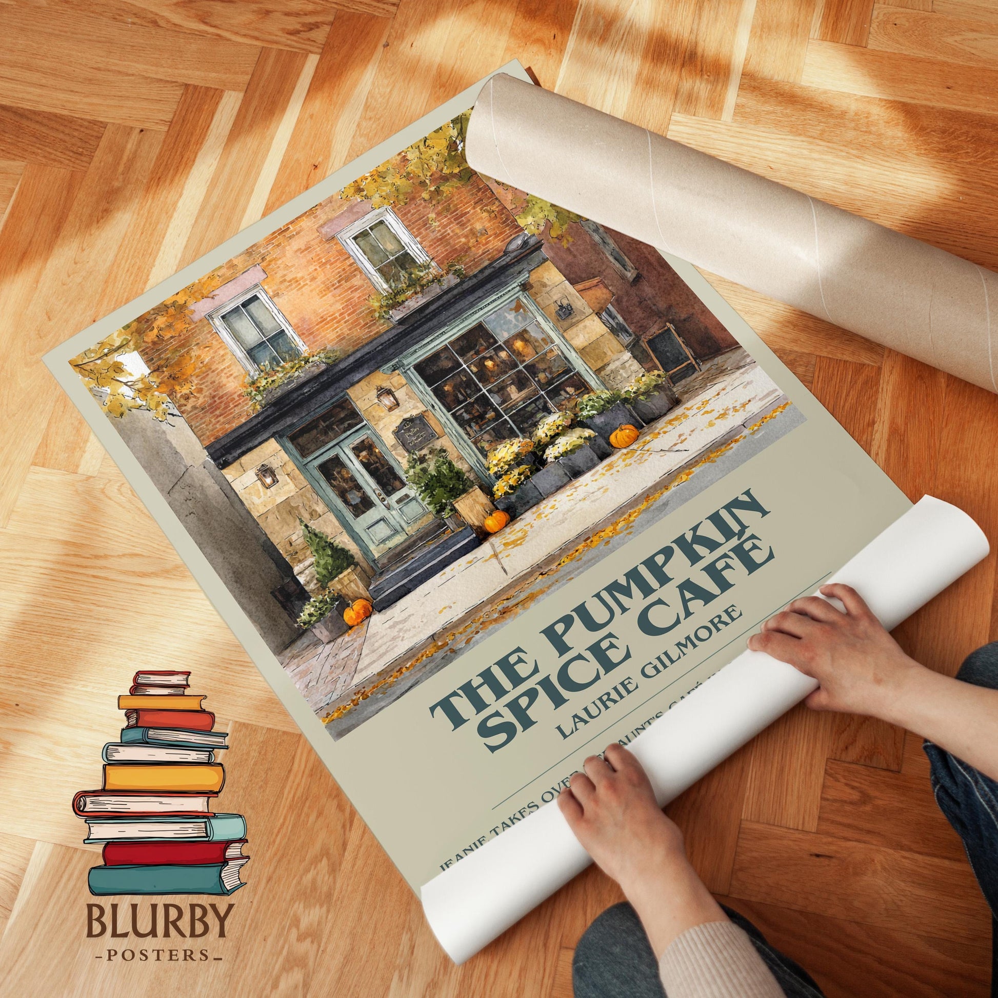 The Pumpkin Spice Café book poster packaging – museum-quality print rolled in protective tube