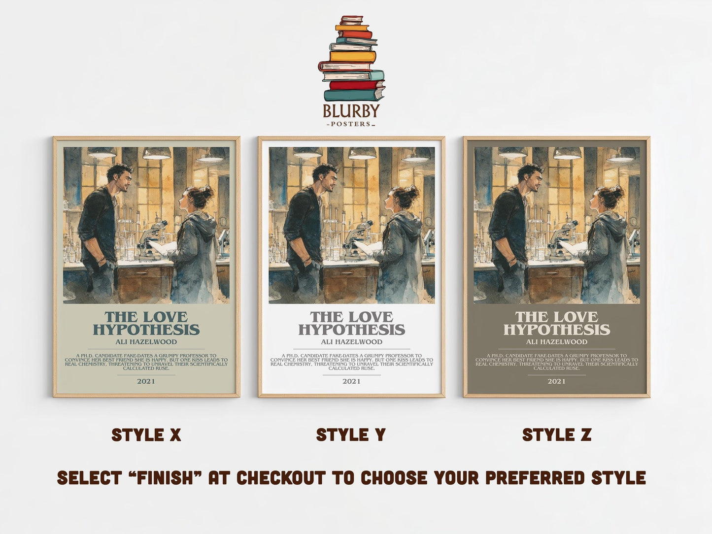 The Love Hypothesis bookish poster colour and style options – Ali Hazelwood book art
