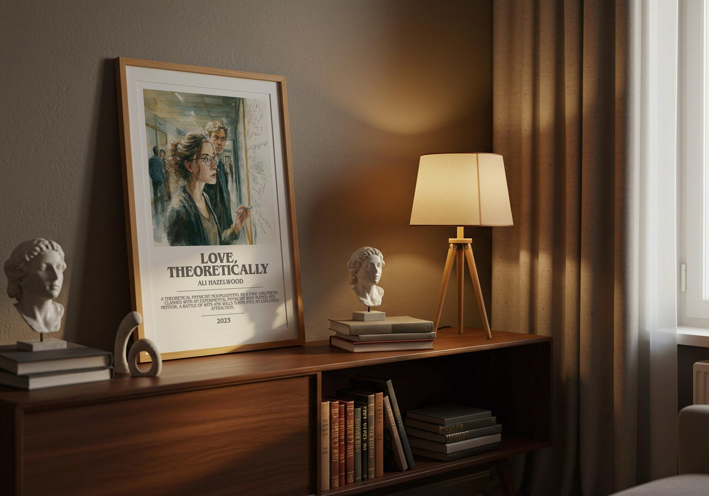 Love, Theoretically bookish book poster framed on wall – romance wall art