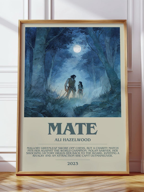 Mate bookish print in frame leaning in hallway – romance wall art