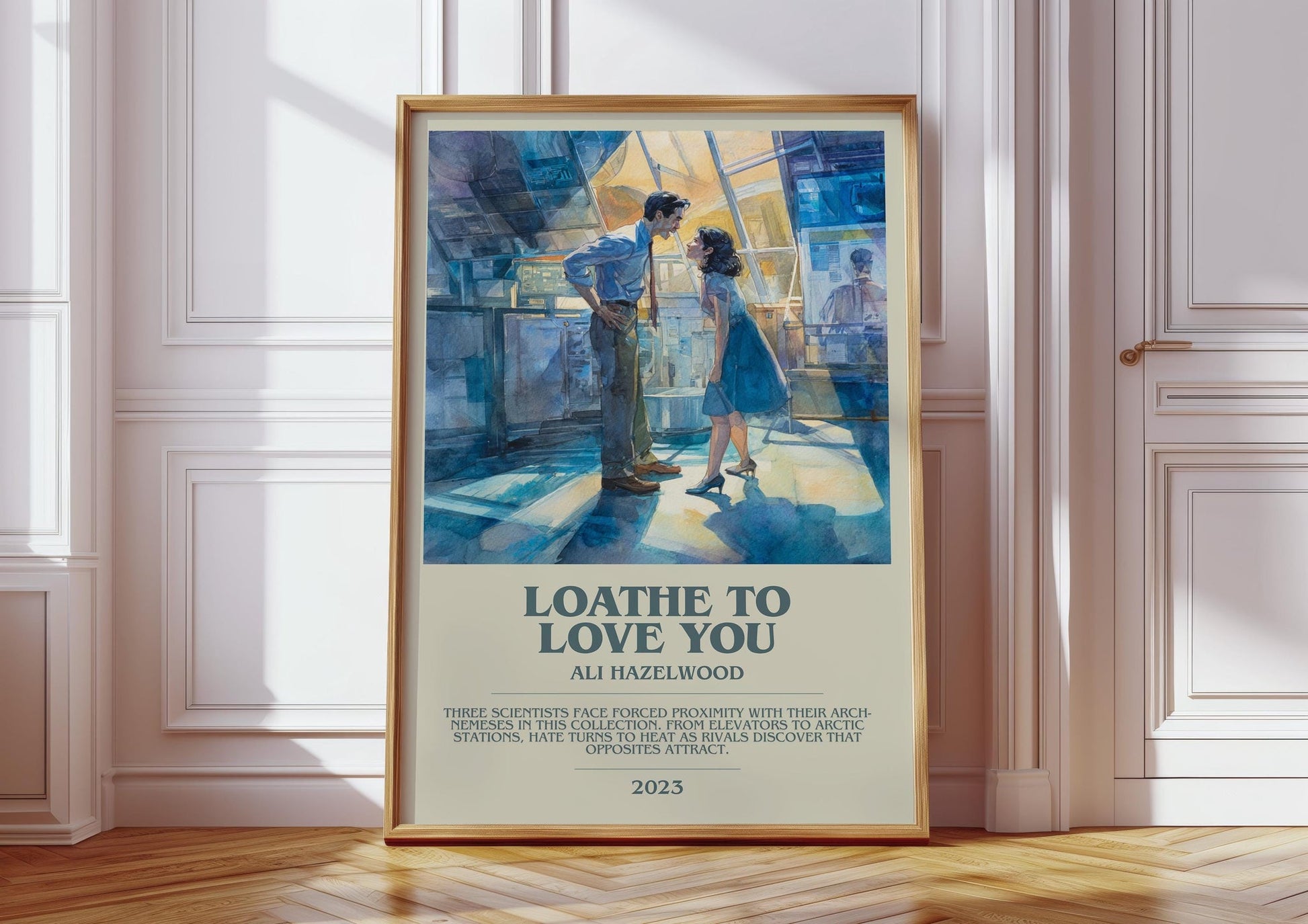Loathe to Love You bookish print in frame leaning in hallway – childrens wall art