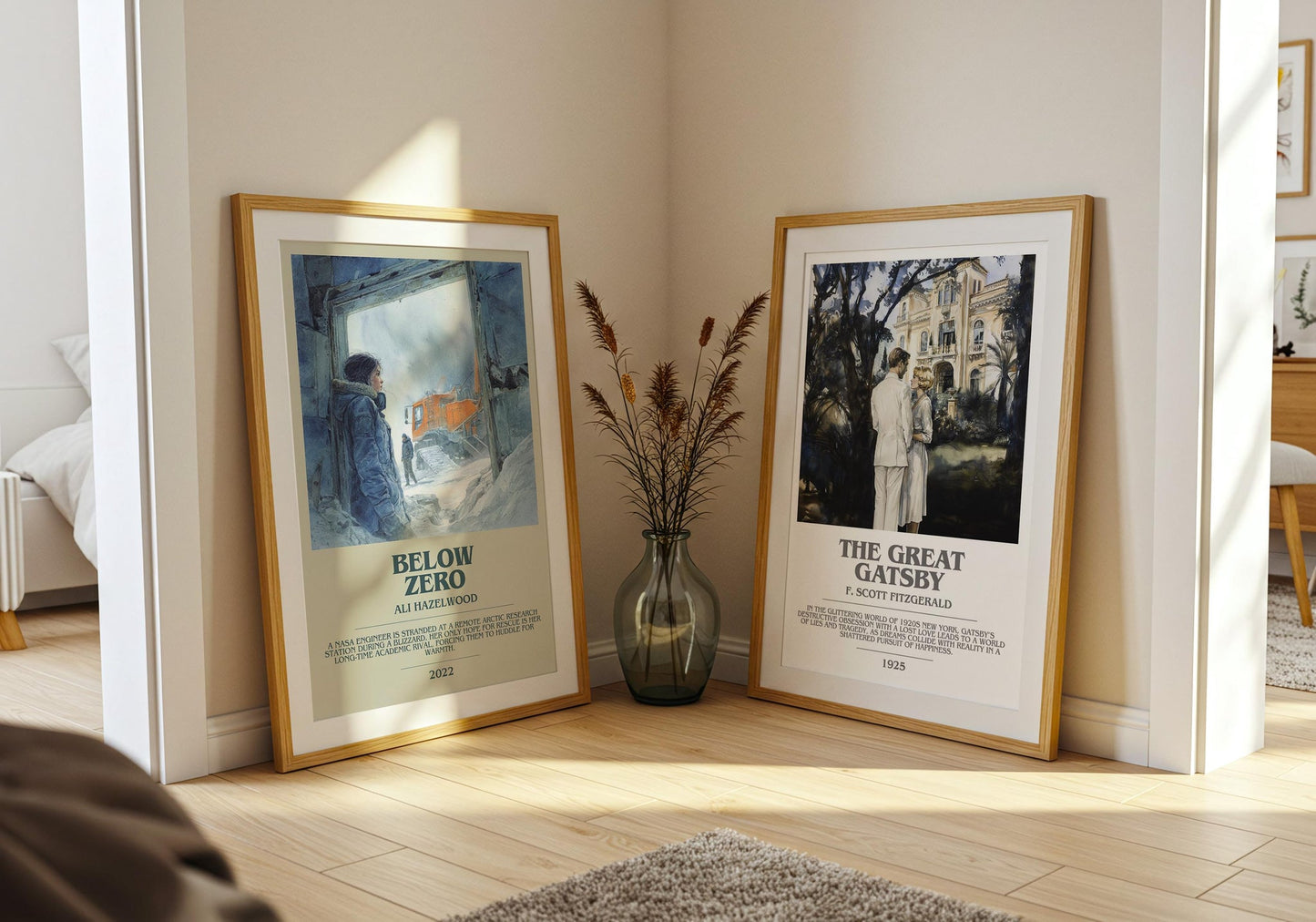Below Zero bookish poster paired in gallery wall – literary art prints