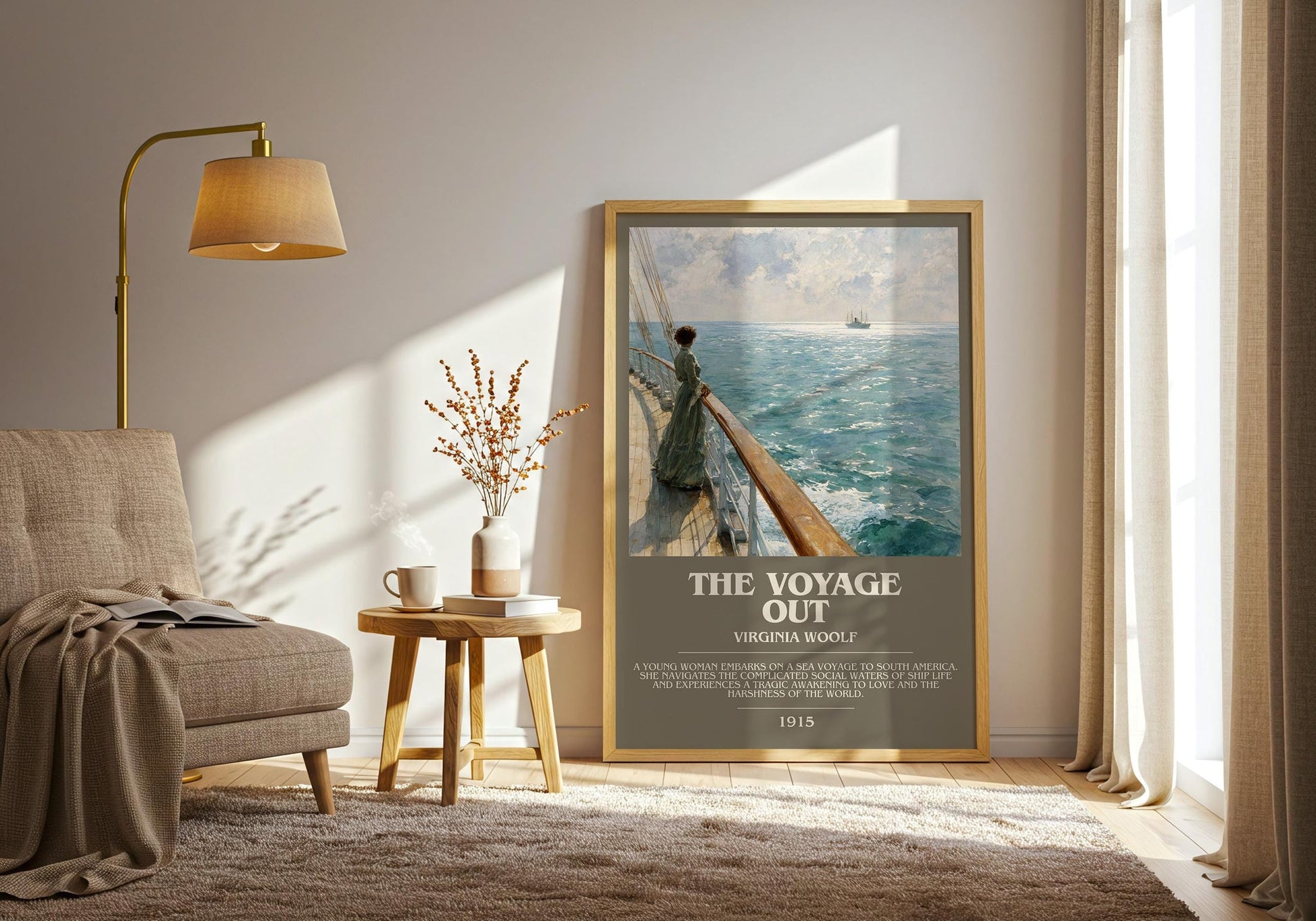 The Voyage Out bookish print on bookshelf – Virginia Woolf fan gift