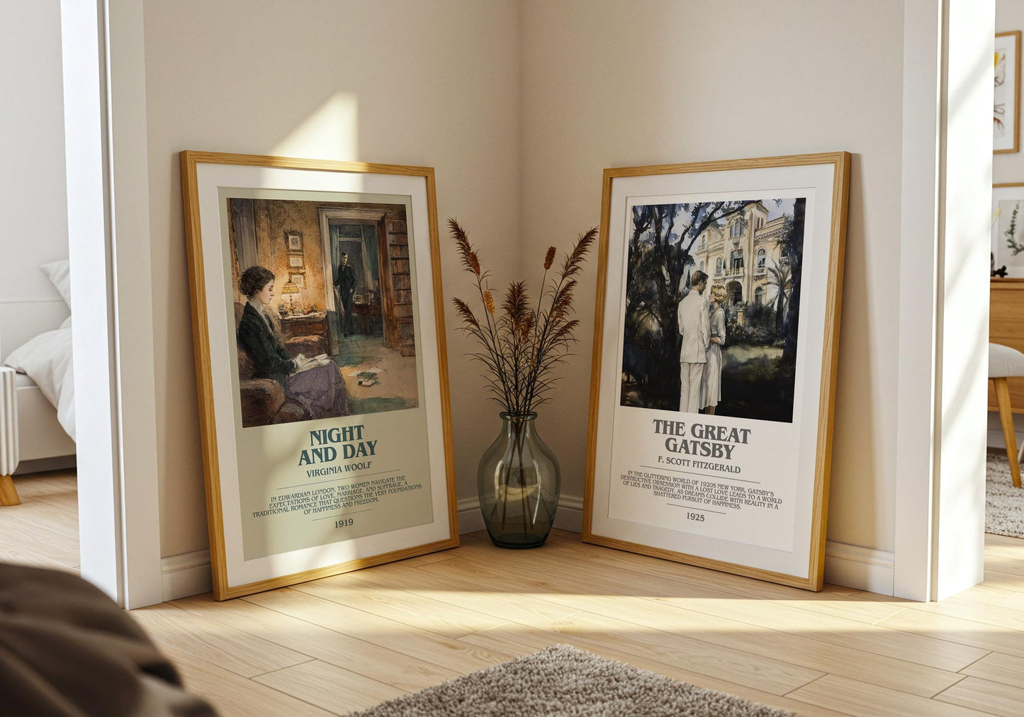 Night and Day bookish poster paired in gallery wall – literary art prints
