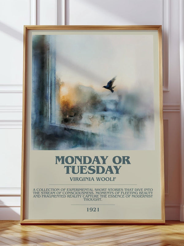 Monday Or Tuesday bookish print in frame leaning in hallway – classic literature wall art
