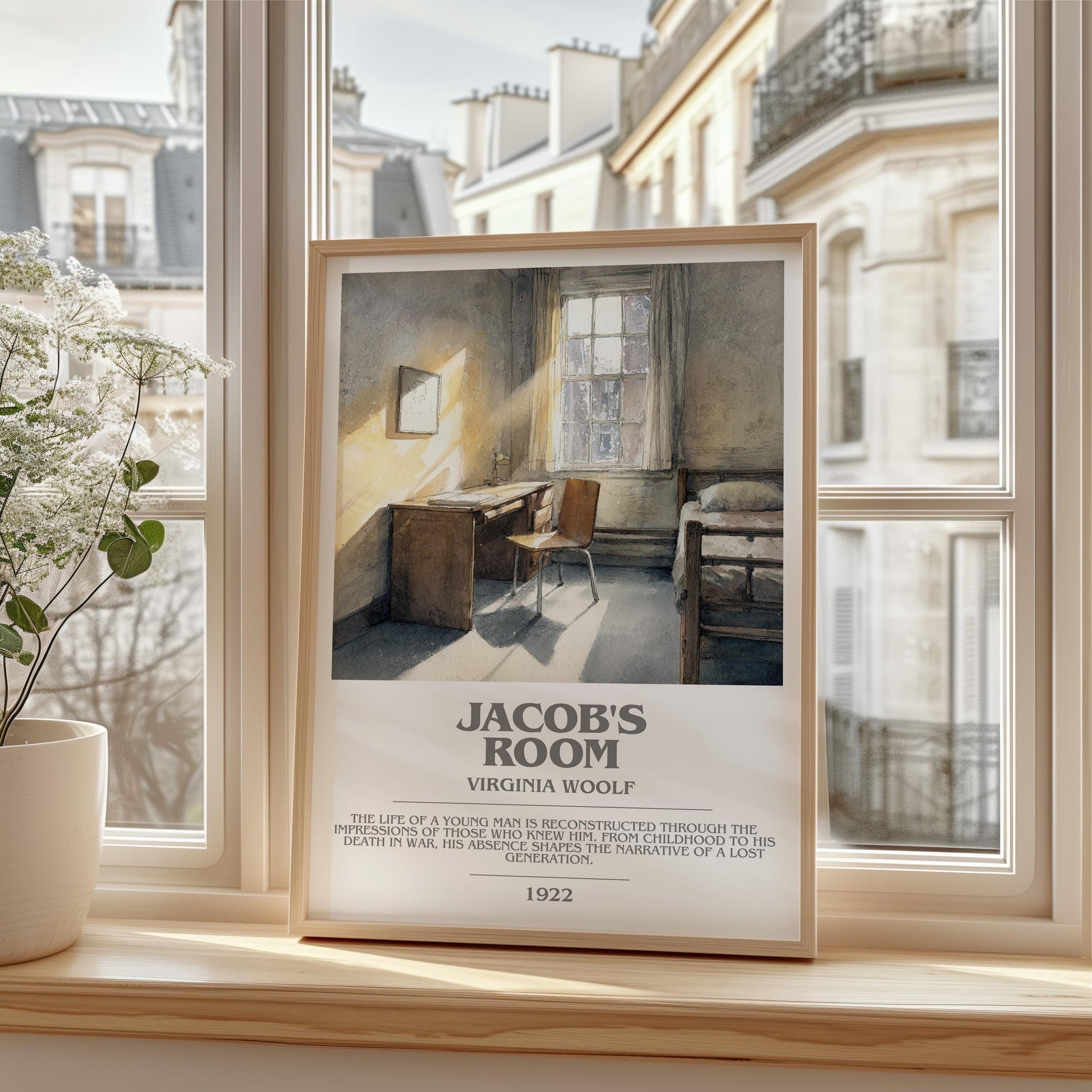 Jacob's Room bookish print framed by window – literary home decor