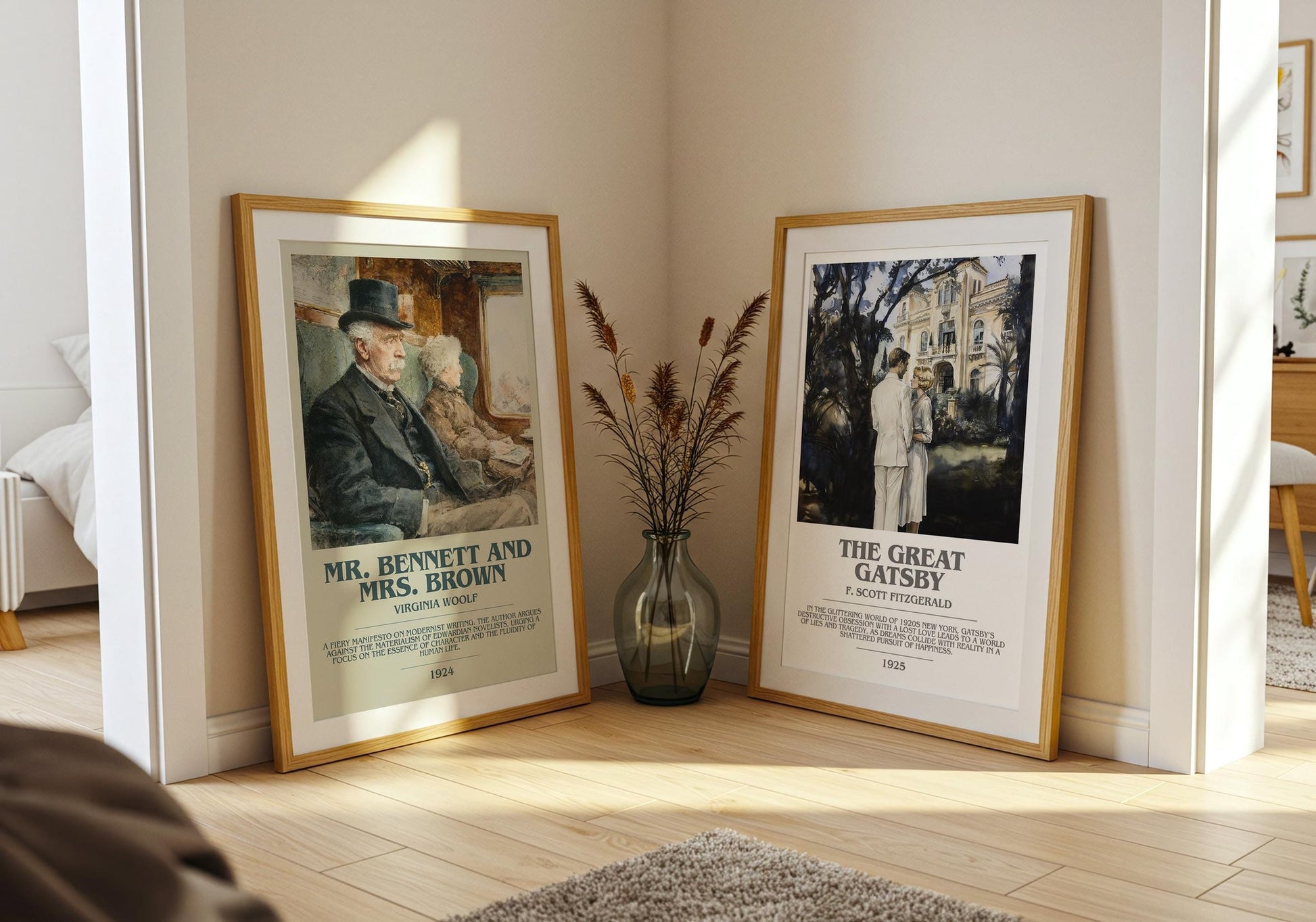 Mr. Bennett and Mrs. Brown bookish poster paired in gallery wall – literary art prints