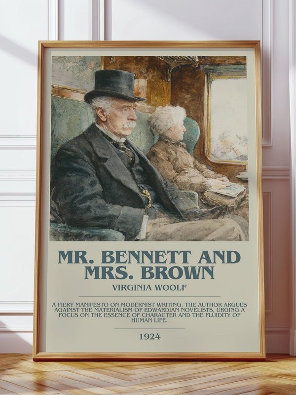 Mr. Bennett and Mrs. Brown bookish print in frame leaning in hallway – classic literature wall art