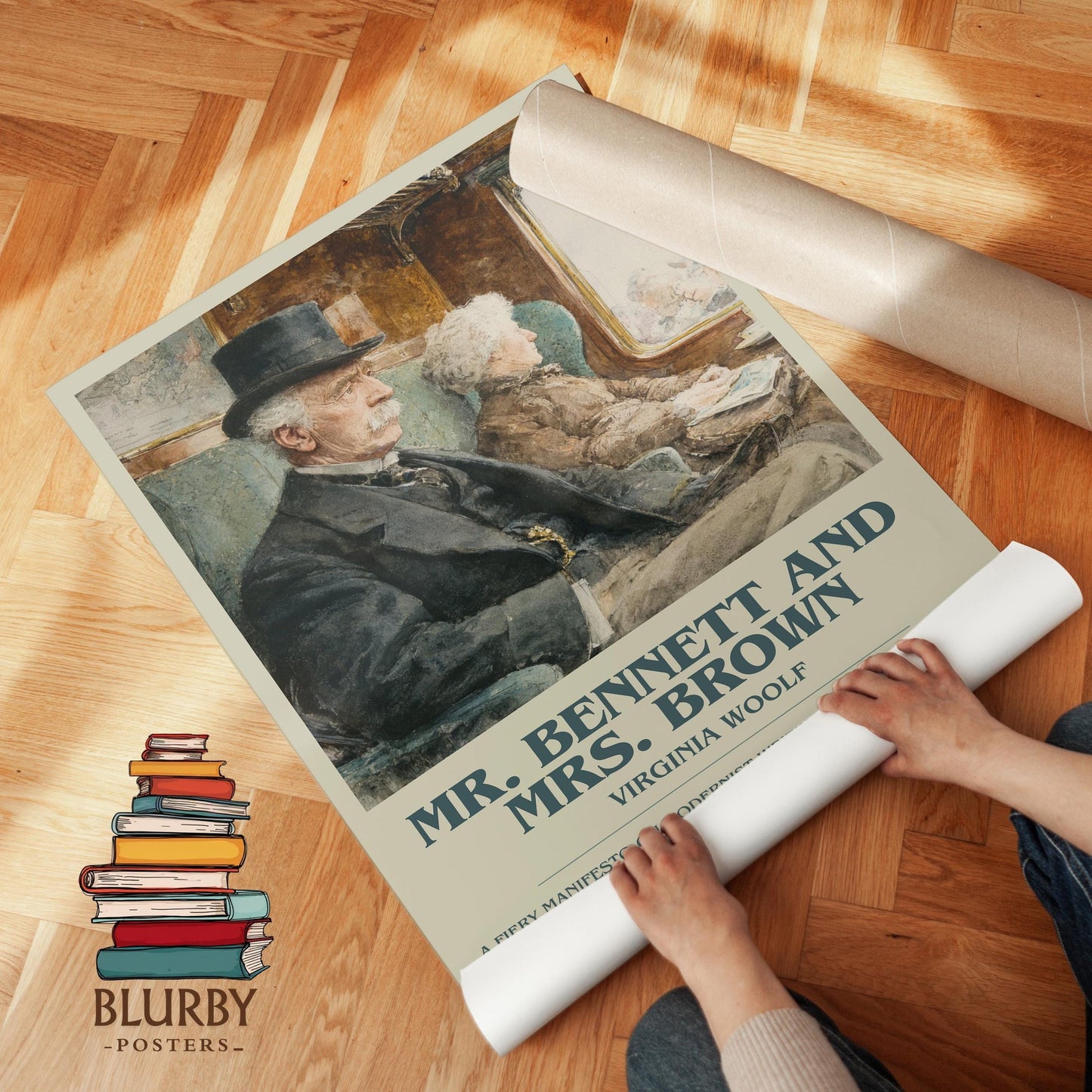 Mr. Bennett and Mrs. Brown book poster packaging – museum-quality print rolled in protective tube