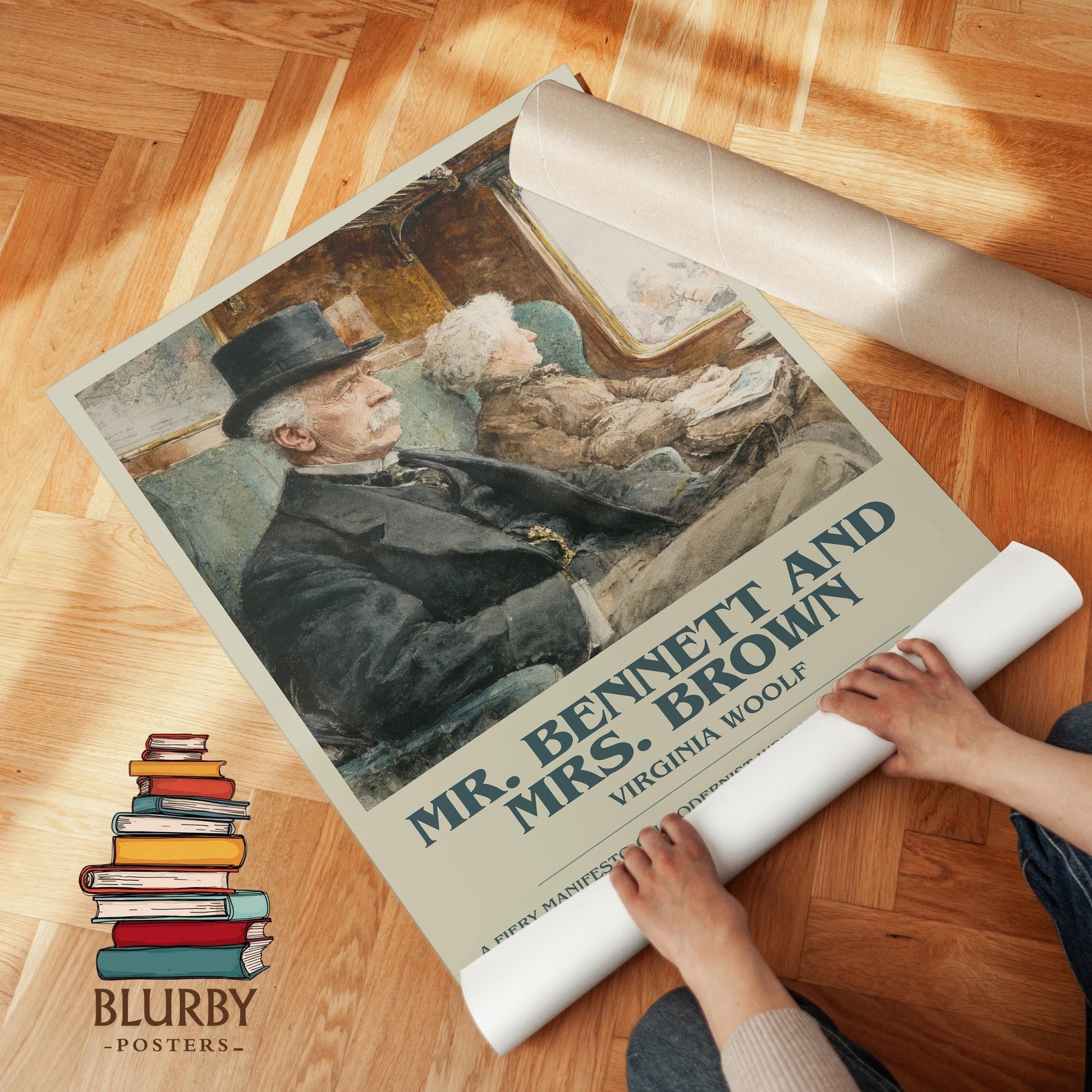 Mr. Bennett and Mrs. Brown book poster packaging – museum-quality print rolled in protective tube