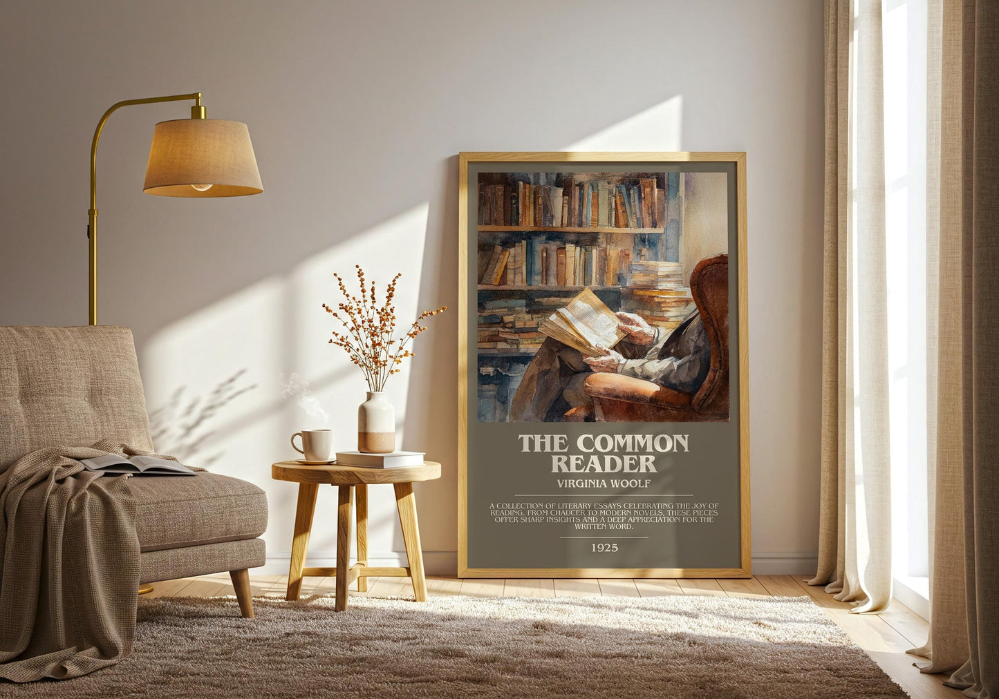 The Common Reader bookish print on bookshelf – Virginia Woolf fan gift