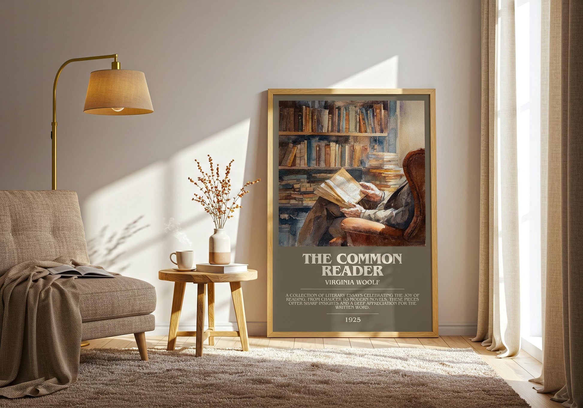 The Common Reader bookish print on bookshelf – Virginia Woolf fan gift