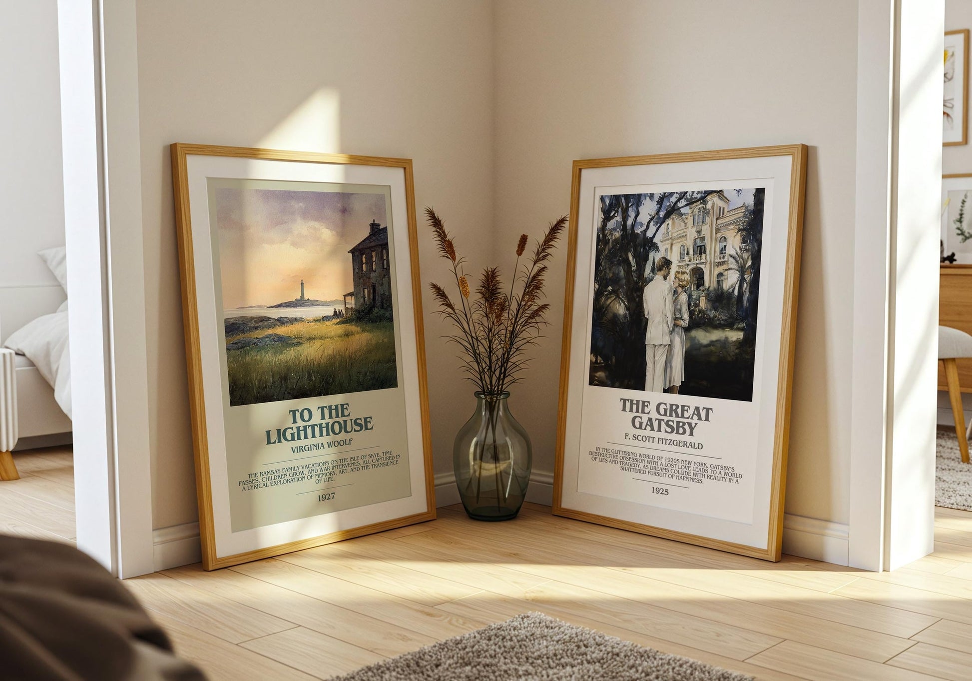 To the Lighthouse bookish poster paired in gallery wall – literary art prints