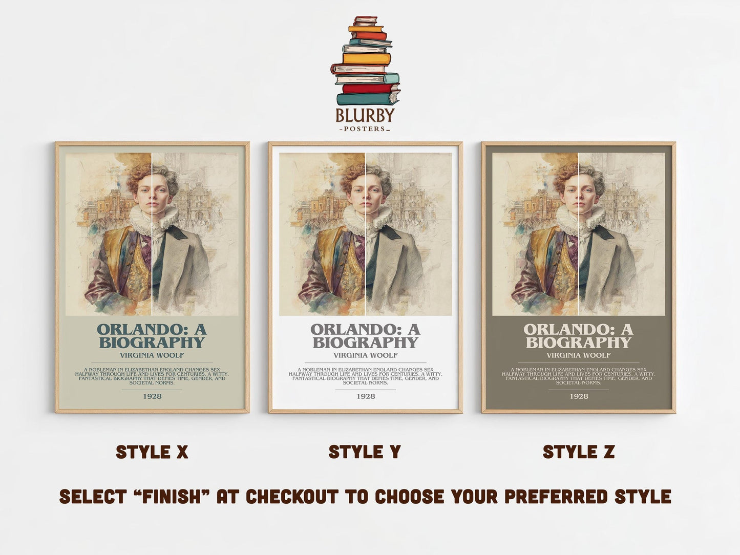 Orlando: A Biography bookish poster colour and style options – Virginia Woolf book art