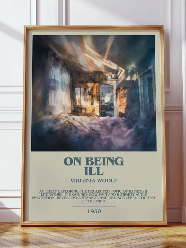 On Being Ill bookish print in frame leaning in hallway – classic literature wall art