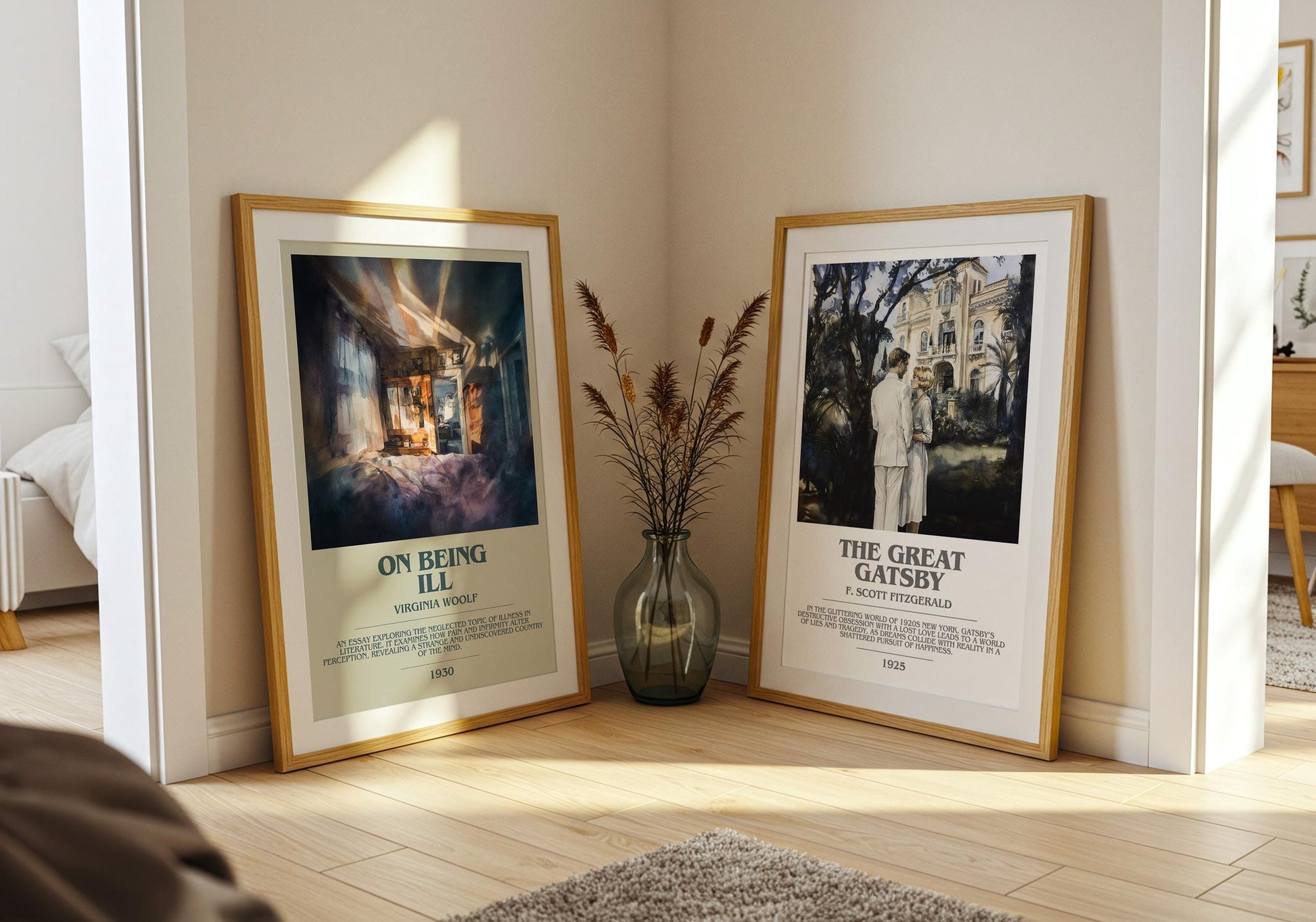 On Being Ill bookish poster paired in gallery wall – literary art prints