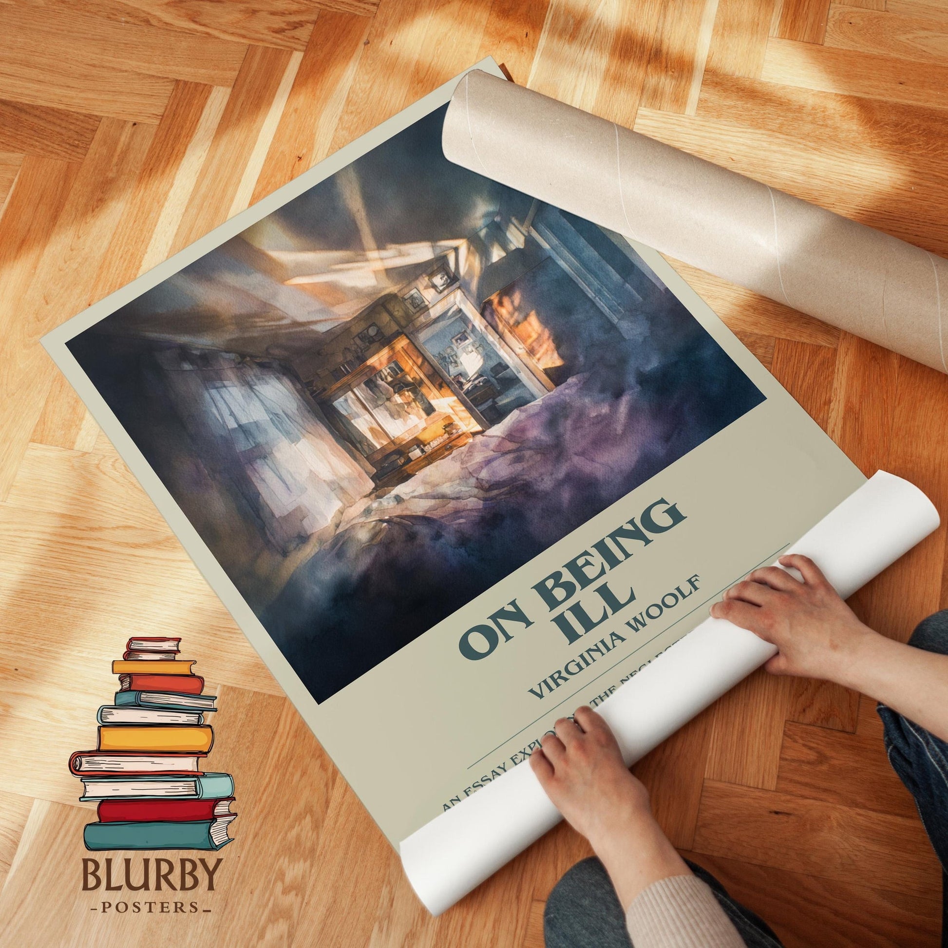 On Being Ill book poster packaging – museum-quality print rolled in protective tube
