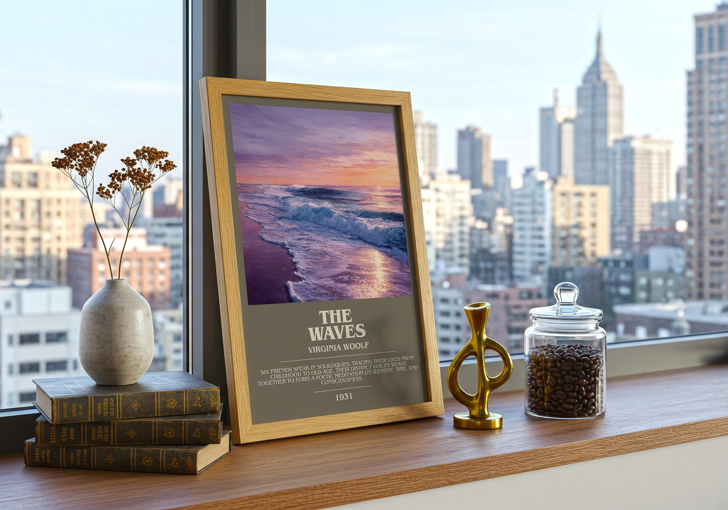 The Waves bookish book poster framed on wall – non fiction wall art