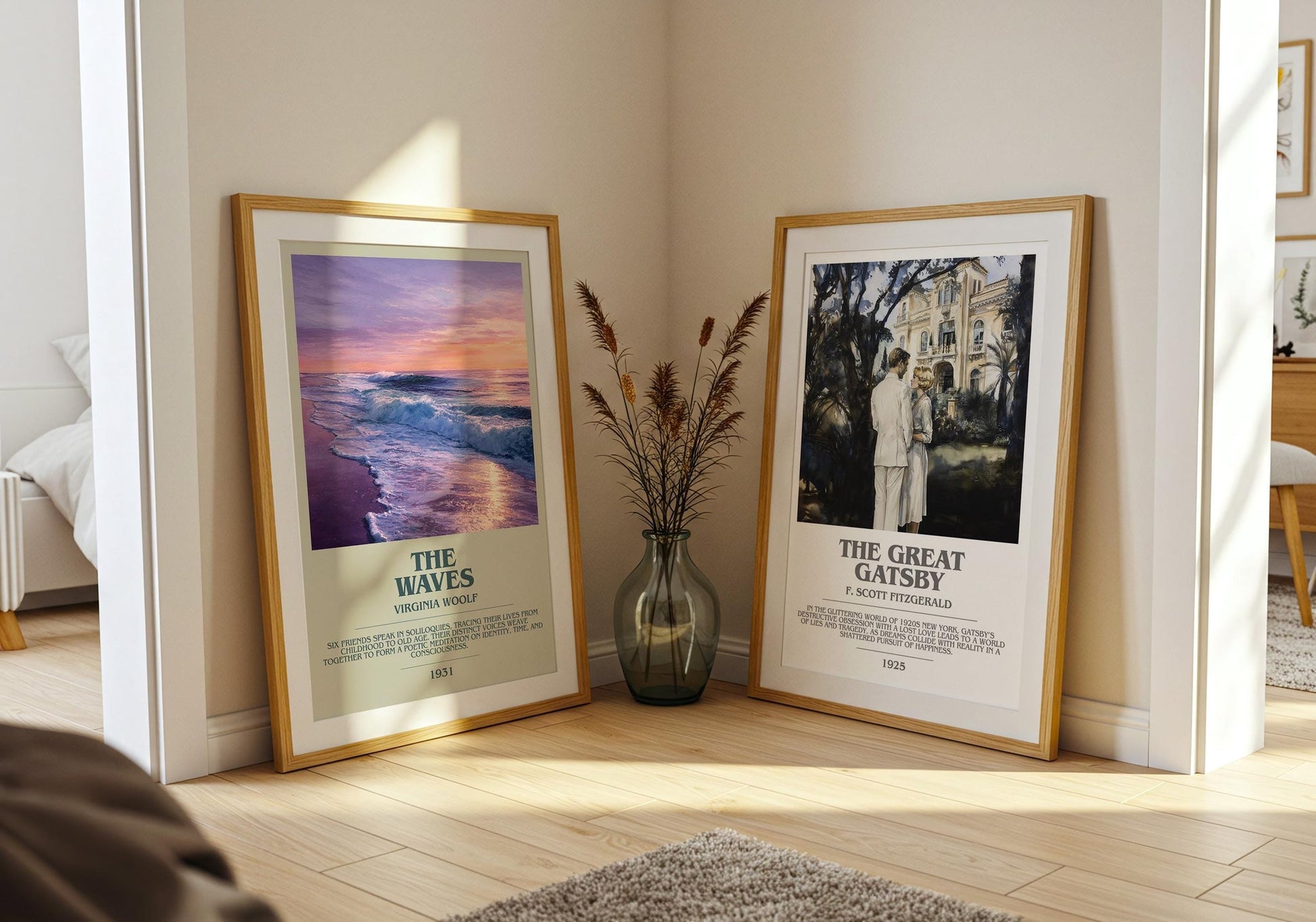 The Waves bookish poster paired in gallery wall – literary art prints
