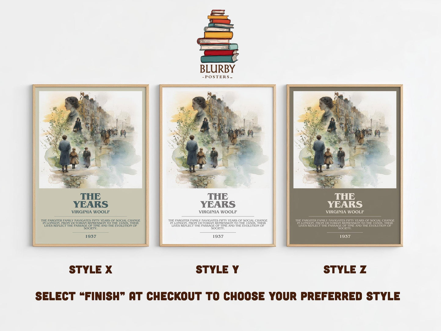 The Years bookish poster colour and style options – Virginia Woolf book art