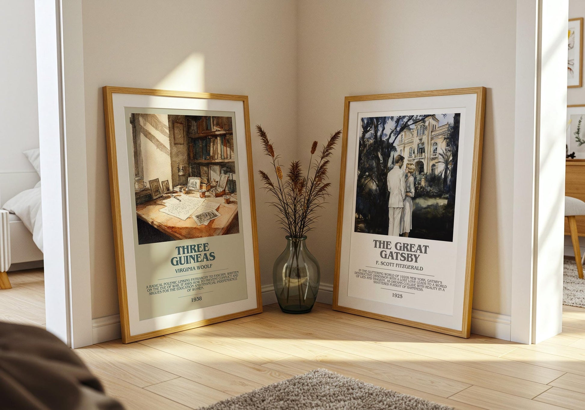 Three Guineas bookish poster paired in gallery wall – literary art prints