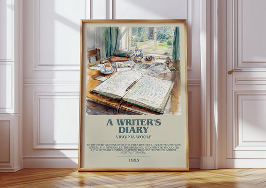 A Writer's Diary by Virginia Woolf | Book Poster | Literary Art Gift For Book Lover | Novel Inspired Wall Art