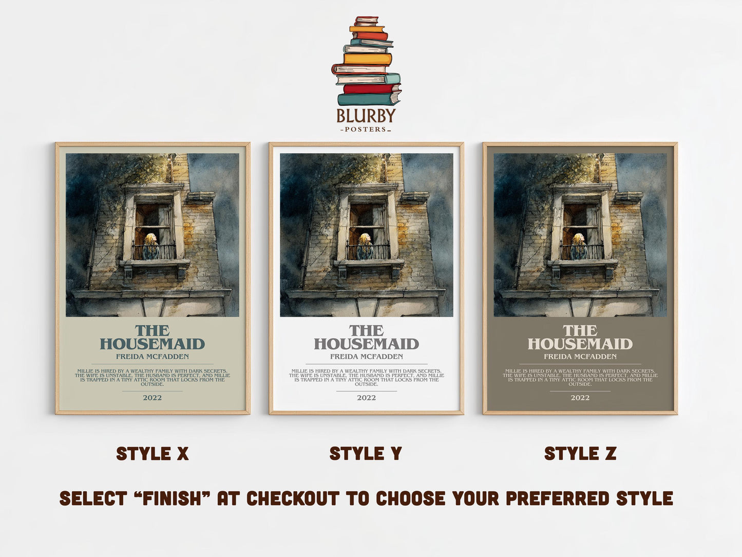 The Housemaid bookish poster colour and style options – Freida Mcfadden book art