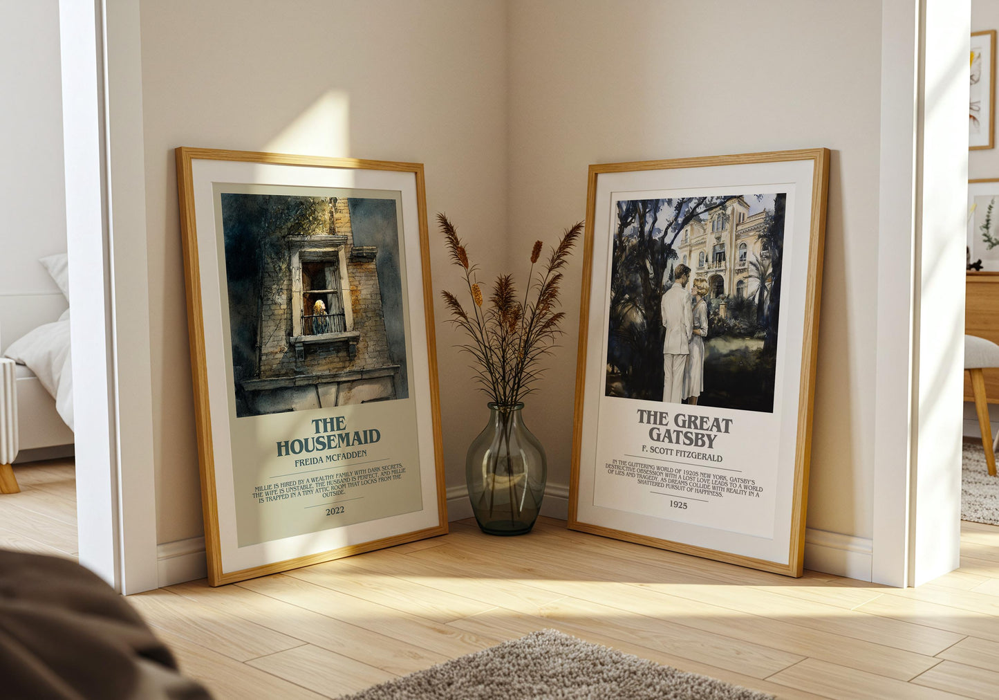 The Housemaid bookish poster paired in gallery wall – literary art prints