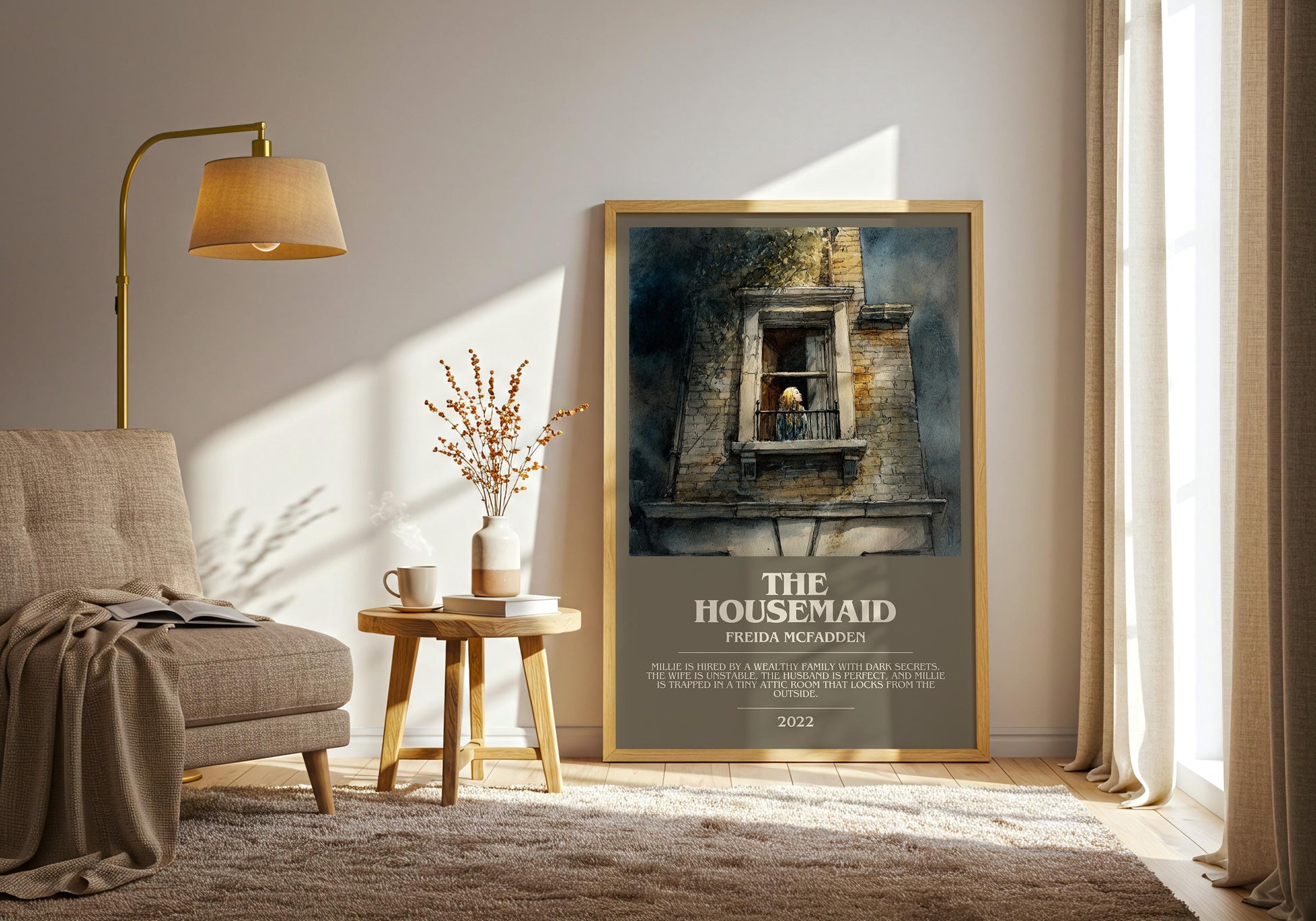 The Housemaid bookish print on bookshelf – Freida Mcfadden fan gift