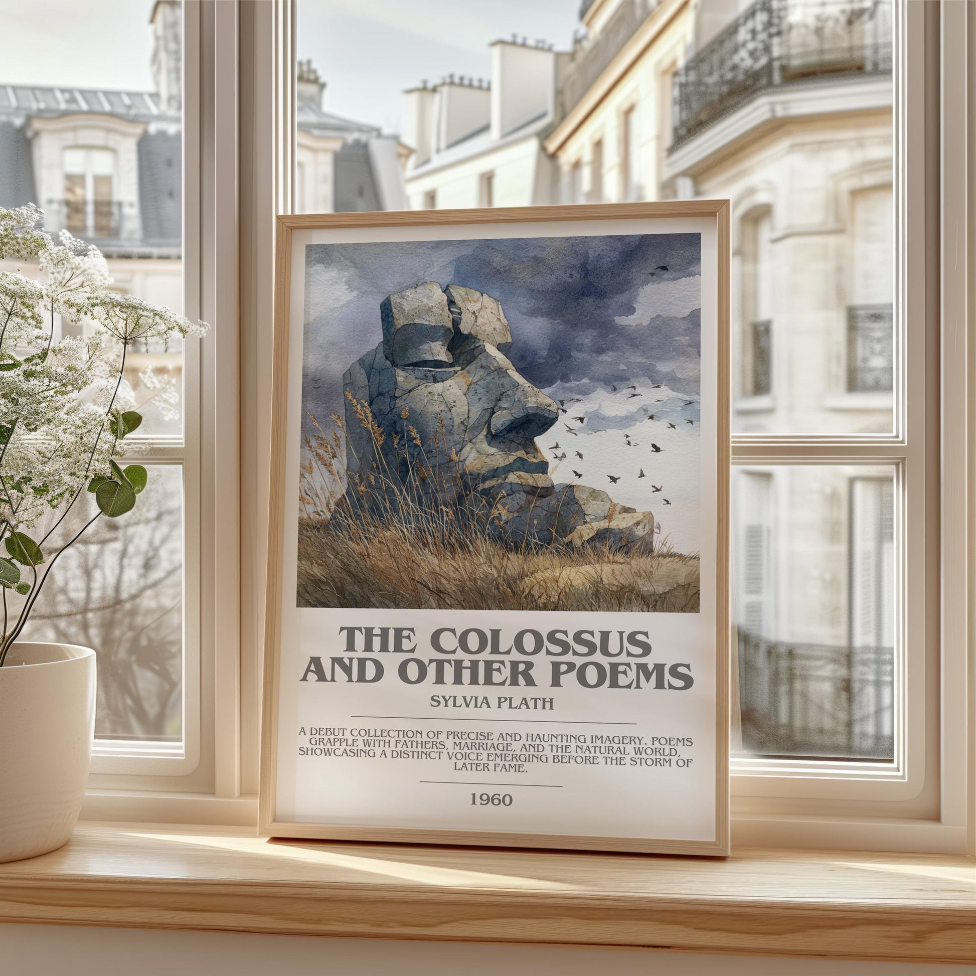 The Colossus: and Other Poems bookish print framed by window – literary home decor