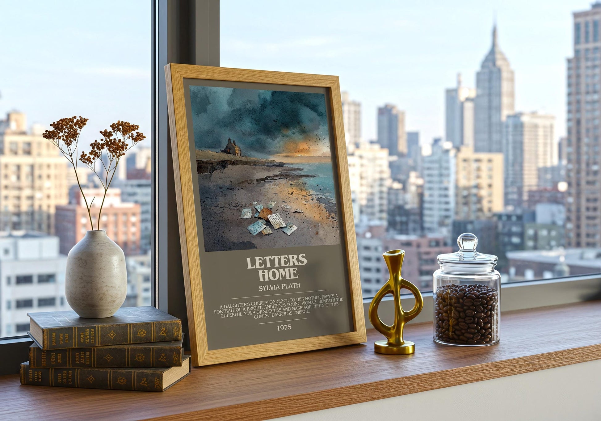 Letters Home bookish book poster framed on wall – poetry wall art