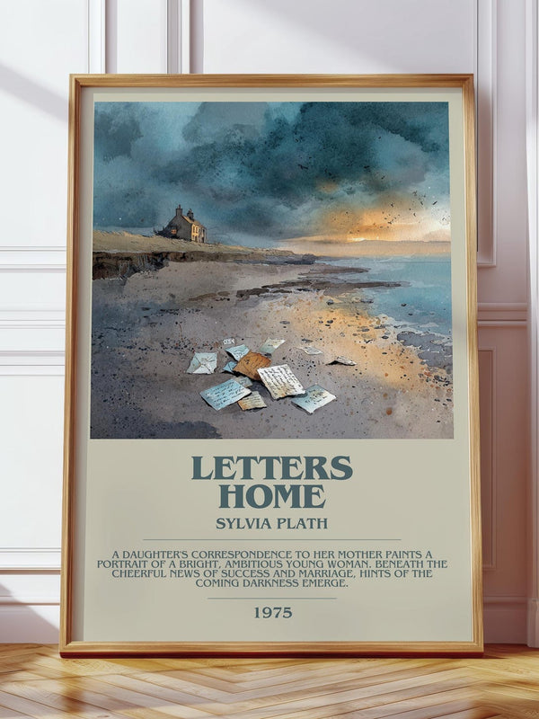 Letters Home bookish print in frame leaning in hallway – poetry wall art