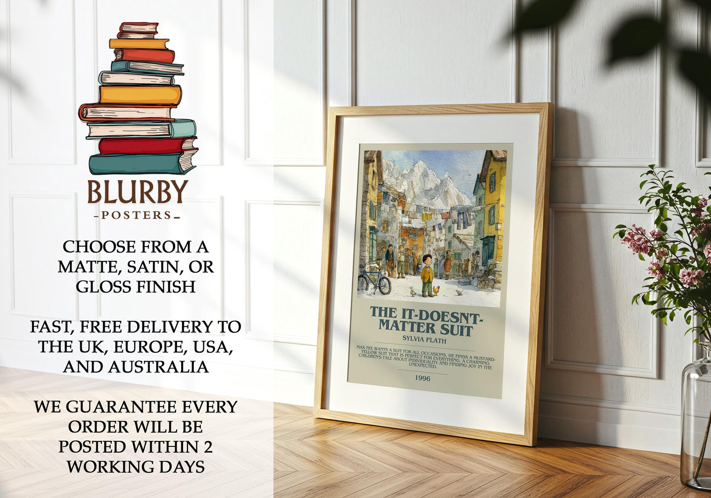 The It-Doesn't-Matter Suit by Sylvia Plath | Book Poster | Literary Art Gift For Book Lover | Novel Inspired Wall Art | Free Delivery