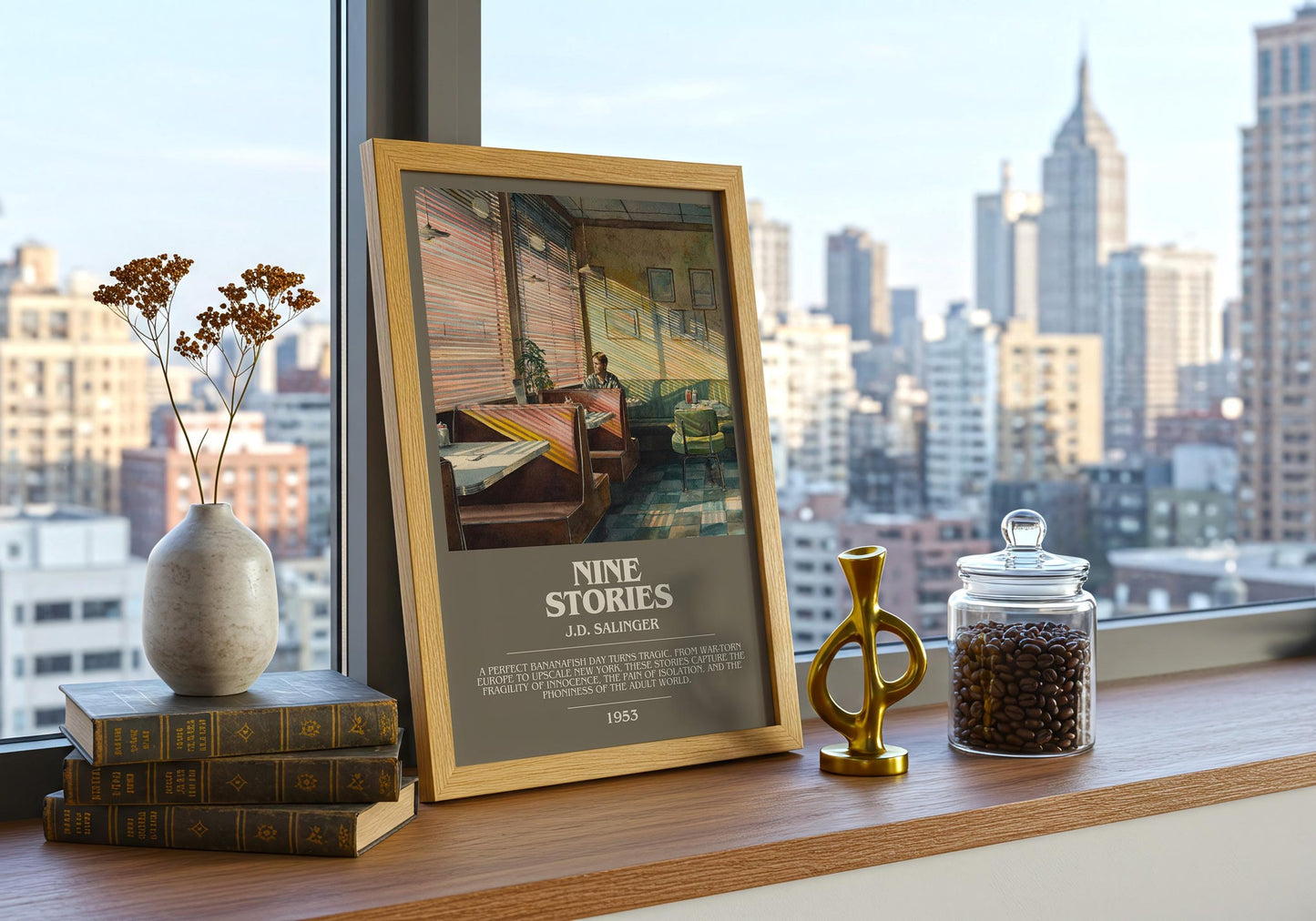 Nine Stories bookish book poster framed on wall – childrens wall art
