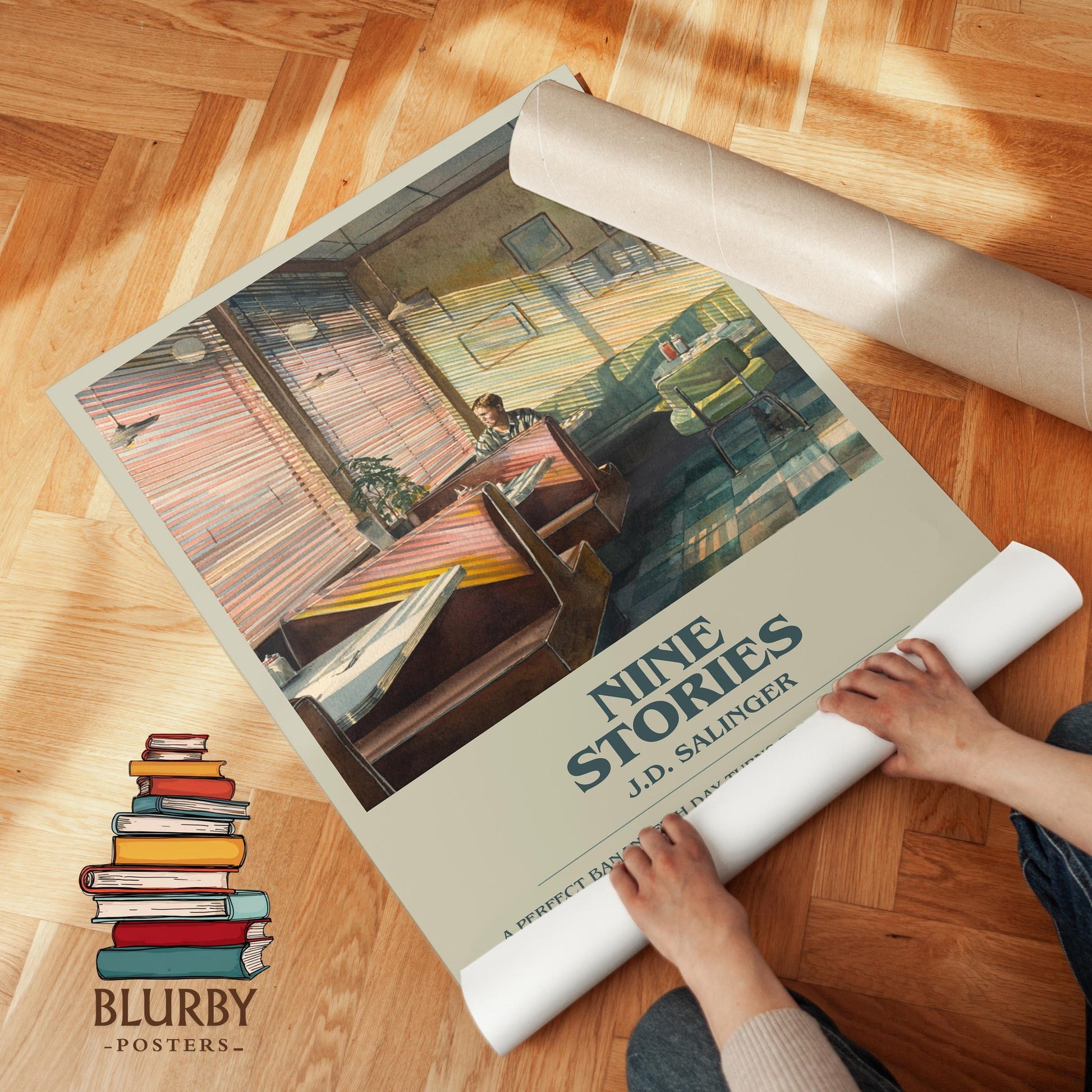 Nine Stories book poster packaging – museum-quality print rolled in protective tube