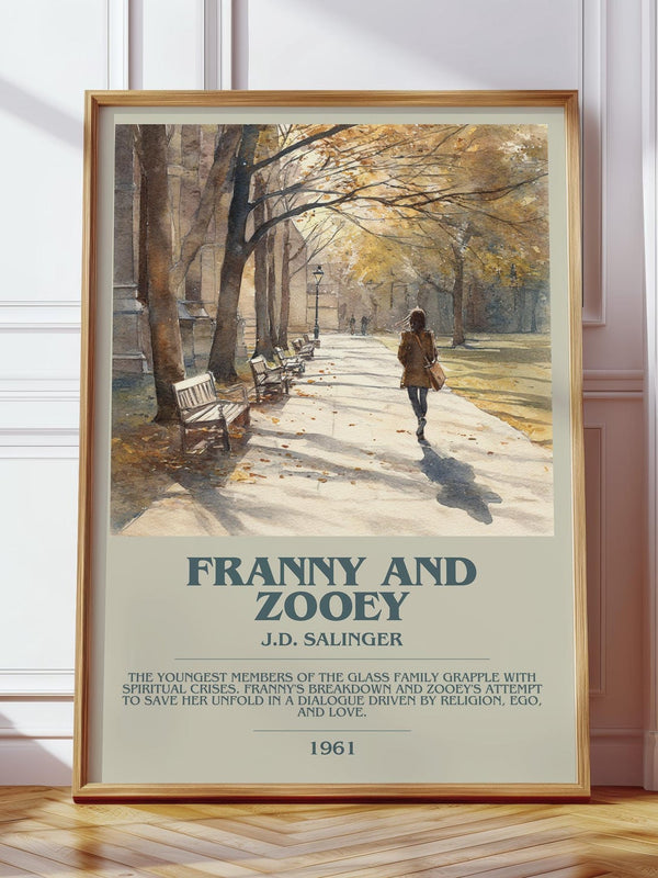 Franny and Zooey bookish print in frame leaning in hallway – classic literature wall art