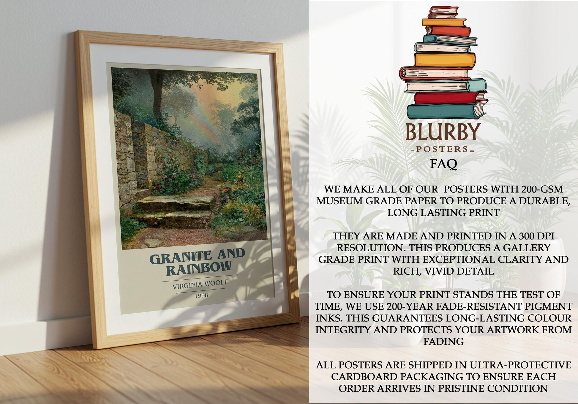 Granite and Rainbow by Virginia Woolf | Book Poster | Literary Art Gift For Book Lover | Novel Inspired Wall Art