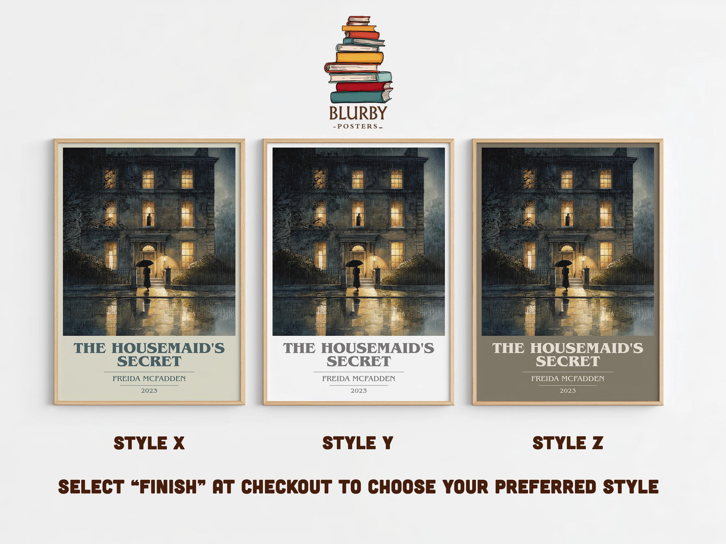 The Housemaid's Secret book cover poster colour and style options – Freida McFadden book art
