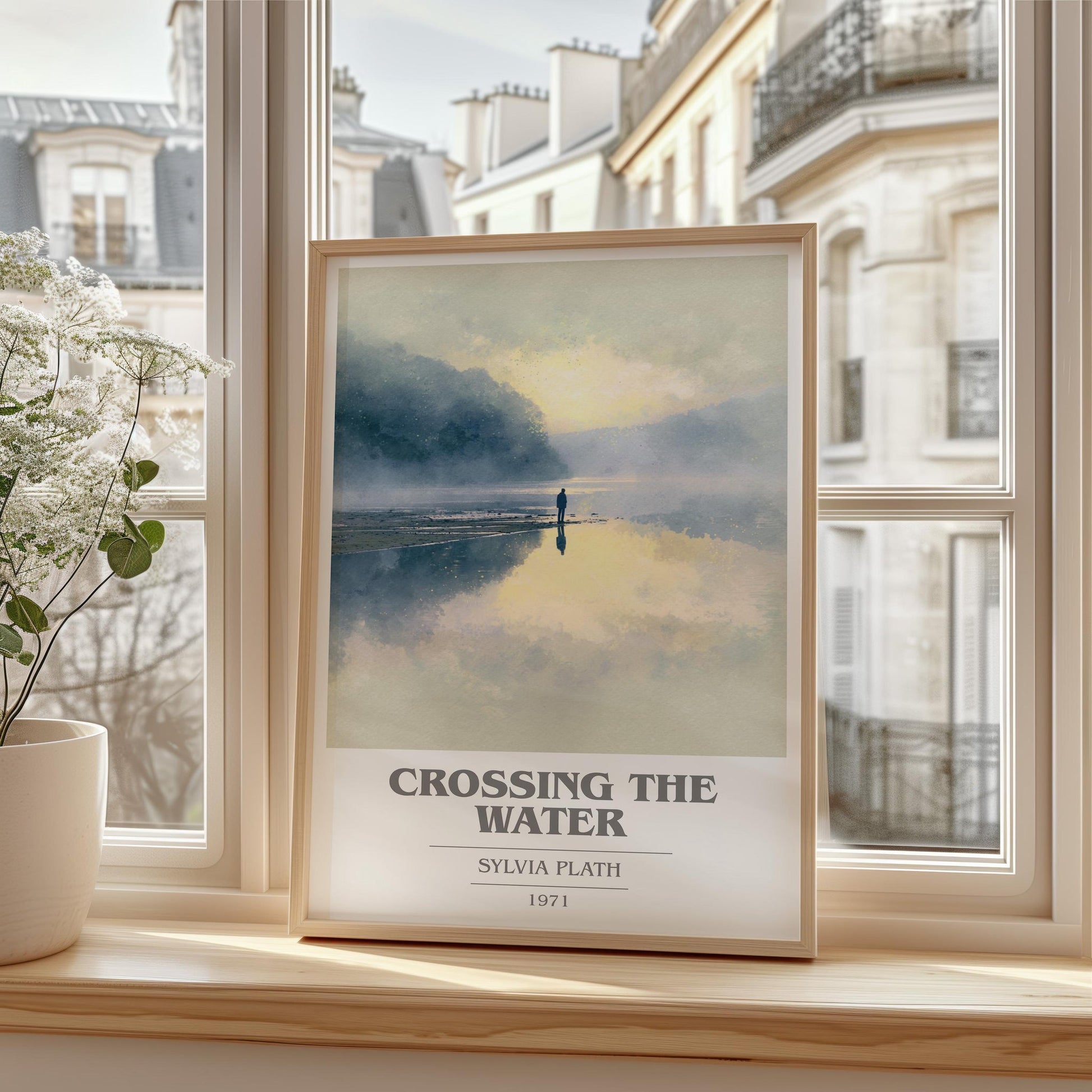 Crossing the Water book cover poster colour and style options – Sylvia Plath book art