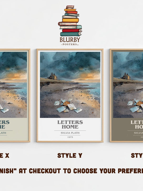Letters Home book cover print in frame leaning in hallway – poetry wall art